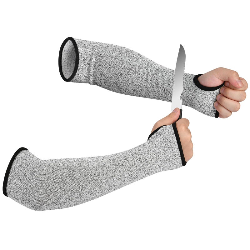 Flintronic Cut Resistant Arm Sleeves with Thumb Hole, 2PCS Level 5 Protection, Safety Sleeves for Work & Garden, 35cm Forearm Protector